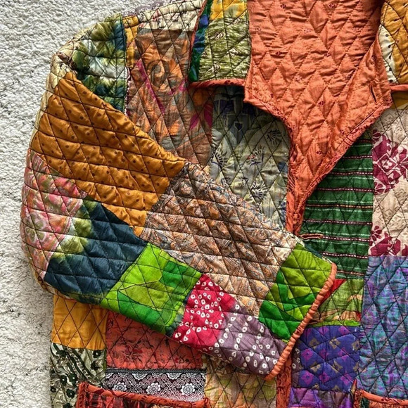 Quilted Patchwork Reversible Jacket floral paisley multicoloured boho size small - Picture 4 of 11